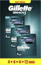 Gillette Mach3 rasoir pour homme NEUF 4 + 4 + 4 ou 12 lames