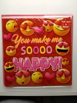 Valentijnskaart - maxi kaart - Pop out & muziek - Liefde - wenskaart - You make me so happy - 30x30 cm
