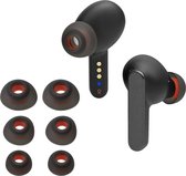 kwmobile 6x cover voor in-ear oortjes geschikt voor JBL Live Pro Plus - Vervangende oordopjes van siliconen in zwart - 3 maten