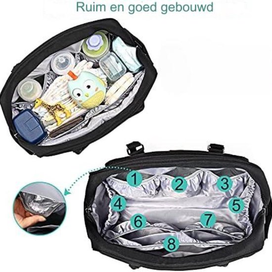 Luiertas pop - Verzorginstas pop - Pop verzorgingsset - Luiertas speelgoed - Luiertas speelgoed - 40 x 19 x 27 cm - Zwart van Dreambee — afbeelding 3