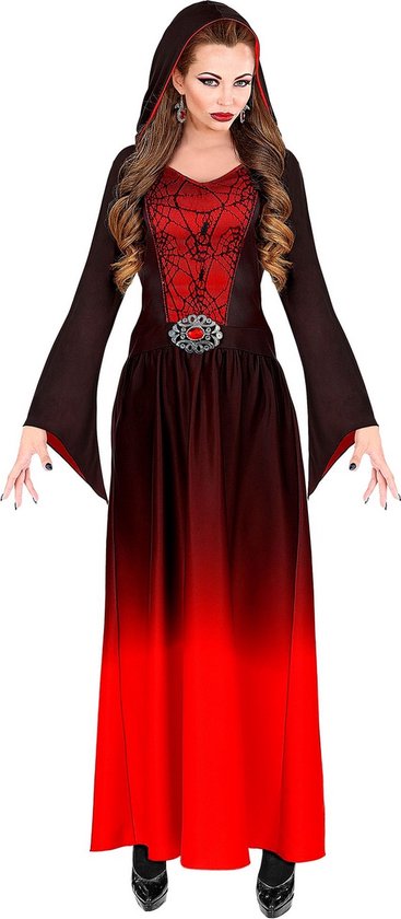 Widmann - Gotisch Kostuum - Rode Gotische Meesteres Van De Nacht - Vrouw - Rood, Zwart - XL - Halloween - Verkleedkleding