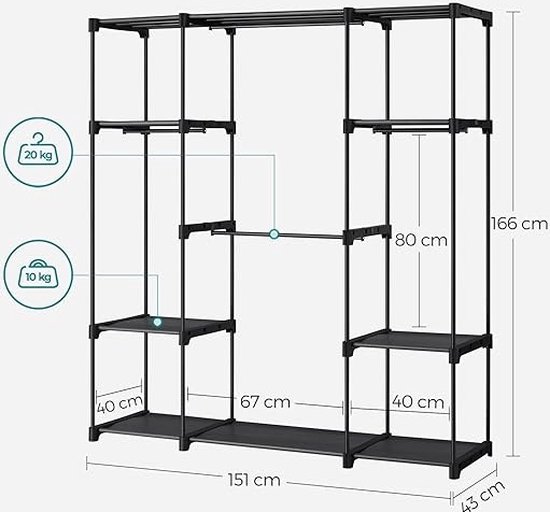 Goliving Opvouwbare Kledingkast - Garderobekast - 175 X 150 X 45 Cm