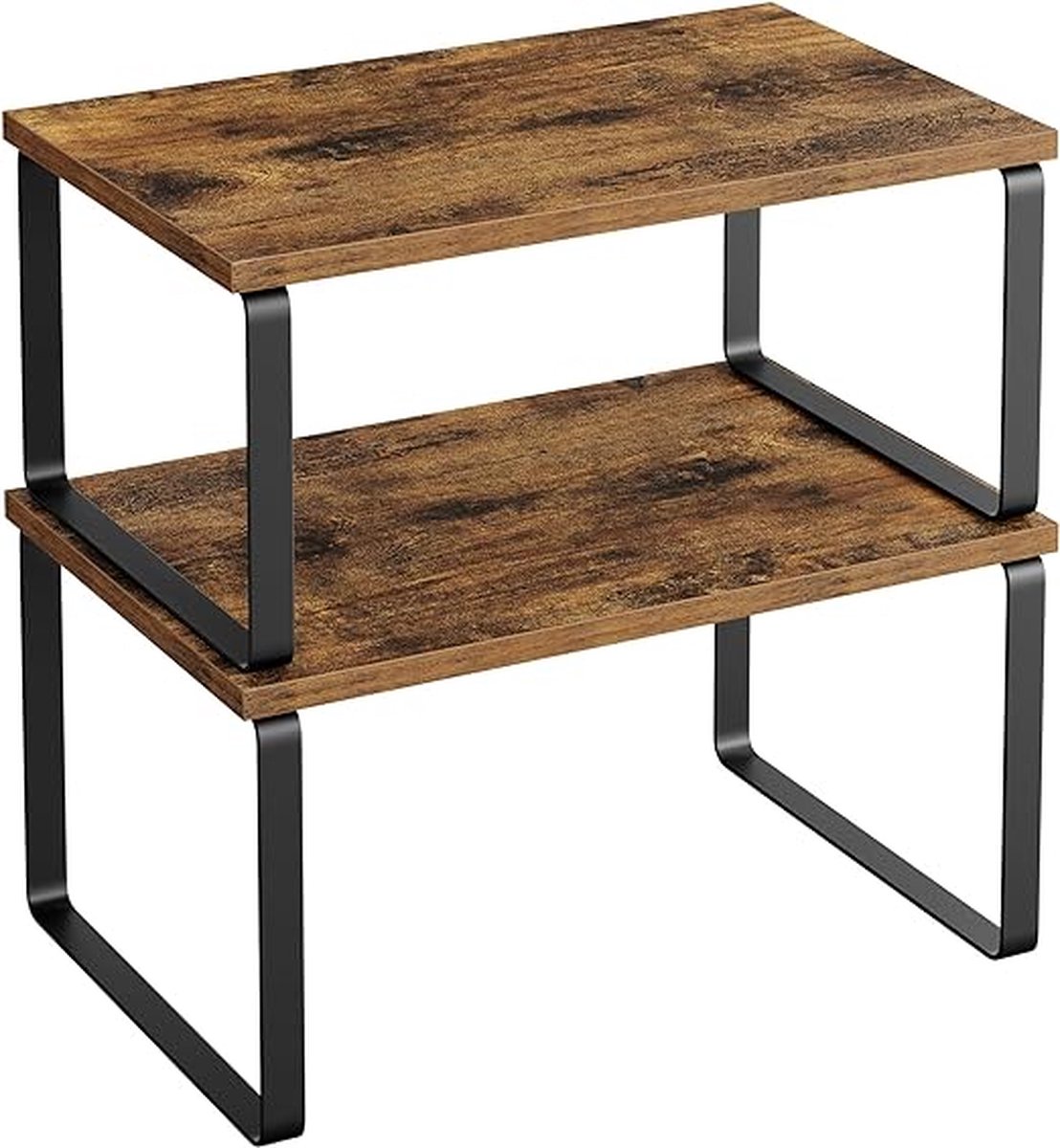 Kruidenrekjes 2 Planken Keukenplanken Uitzetbare Keuken Opberger Vintage Bruinzwart Multifunctioneel