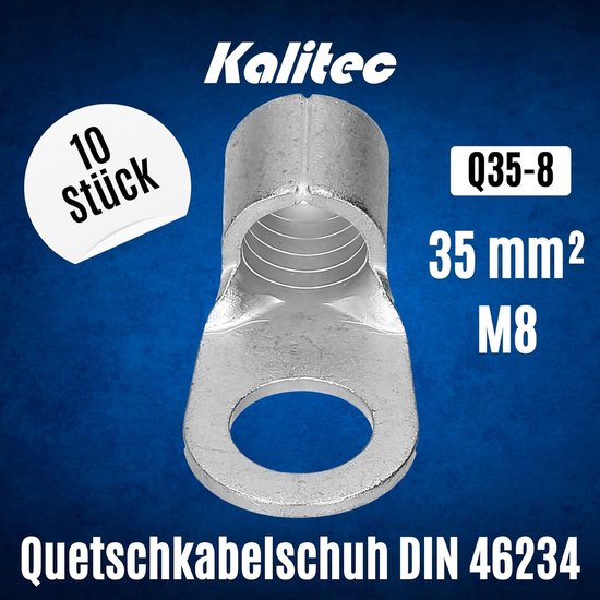 10x Kalitec HR50-8 Rohrkabelschuhe 50mm² M8 – Ohne Sichtloch, Made In Germany, UL-zertifiziert