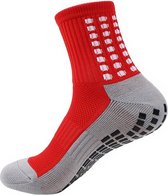 2 paar Gripsokken - rood - Anti slip sokken – halfhoog – sportsokken – voetbalsokken - sporters - maat 39-42 (1+1)