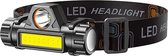 Oplaadbare LED-hoofdlamp - 1x XPE + 1x COB - Model:2054 - Zwart