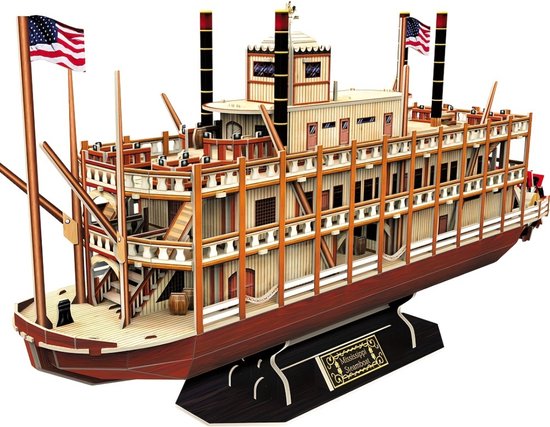 Nivard Kit de Construction Bois - Enfants - Adultes - Kits de Construction Adultes - Bateau - Puzzle en Bois - 3D - Bateau à Vapeur Mississippi