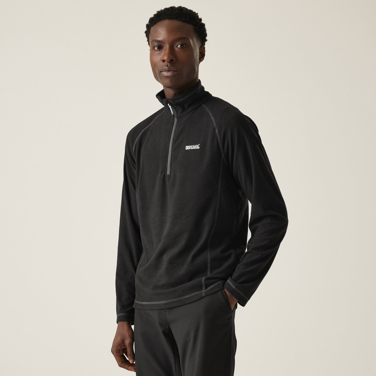 Montes Heren Lichtgewicht Fleece met Halve Rits voor Wandelen Zwart