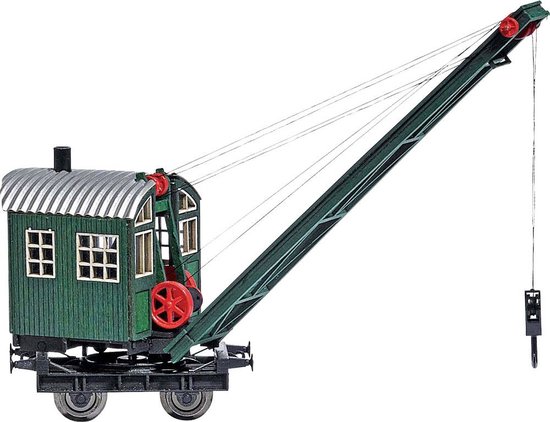 Busch 1397 H0 Stoomkraan met houten opbouw en spoorwegonderstel