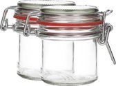 2x Glazen Weckpot 125 ml - Rond & Transparant - Inmaakpotten, Mason Jar, Weckpotten met Deksel, Confituurpotten - Hervulbaar - Glas - 2 Potten
