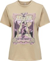 T-shirt Femme ONLY ONLLUCKY LIFE REG S/ S SPIRIT TOP CS JRS - Taille L