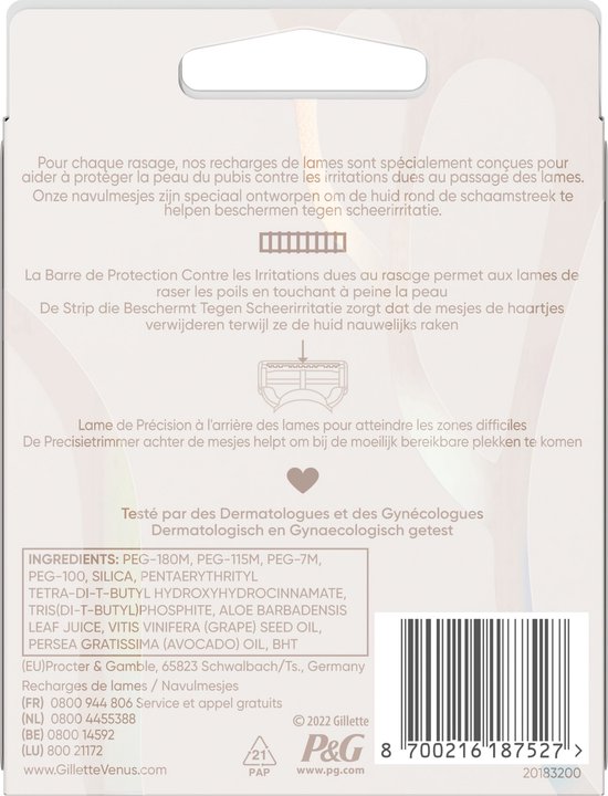 Gillette Venus Scheermesjes - voor Huid en Schaamhaar - 8 stuks