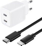 Chargeur Dual USB C + câble USB-C vers Lightning - Convient pour iPhone 14 Fast Charger, iPad 2021 et versions antérieures - Phreeze Original