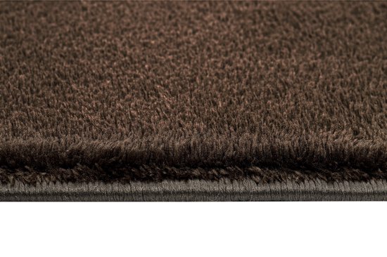 Tapiso Tapis câlin à poils longs marron antidérapant pour salon - 80 x 150 cm