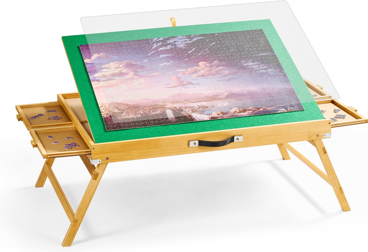 Table De Puzzle Rotative 1500 Pièces - Plateau 88.9x68.6cm Avec 4 Tiroirs, Couvercle, Plastique ABS Léger