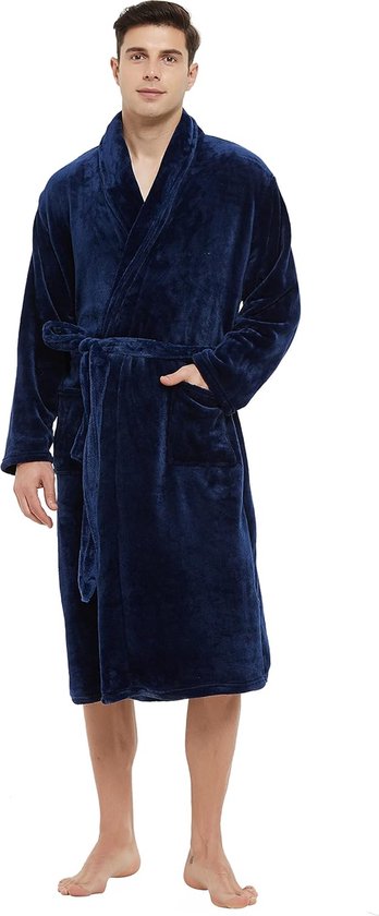 Fleece badjas voor heren, pluche, zachte, warme kamerjas, badjassen voor heren, nachtkleding, huisjas, saunajas
