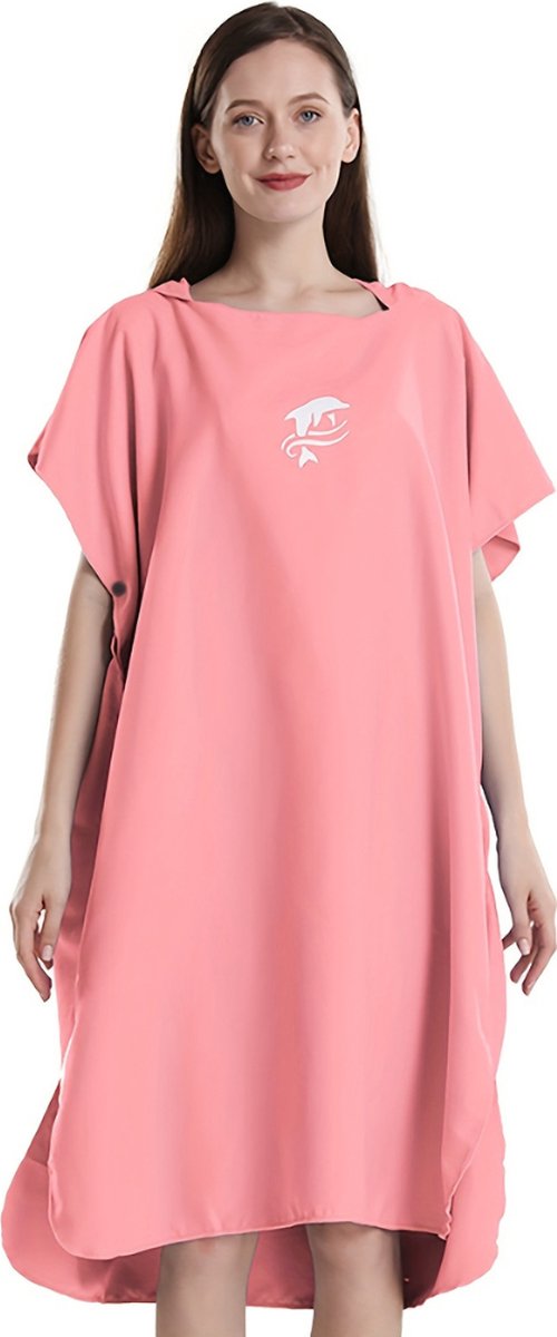 Nivard Surf Poncho - Dames - Heren - Omkleed Handdoek - Volwassenen - Zacht - Poncho - Roze