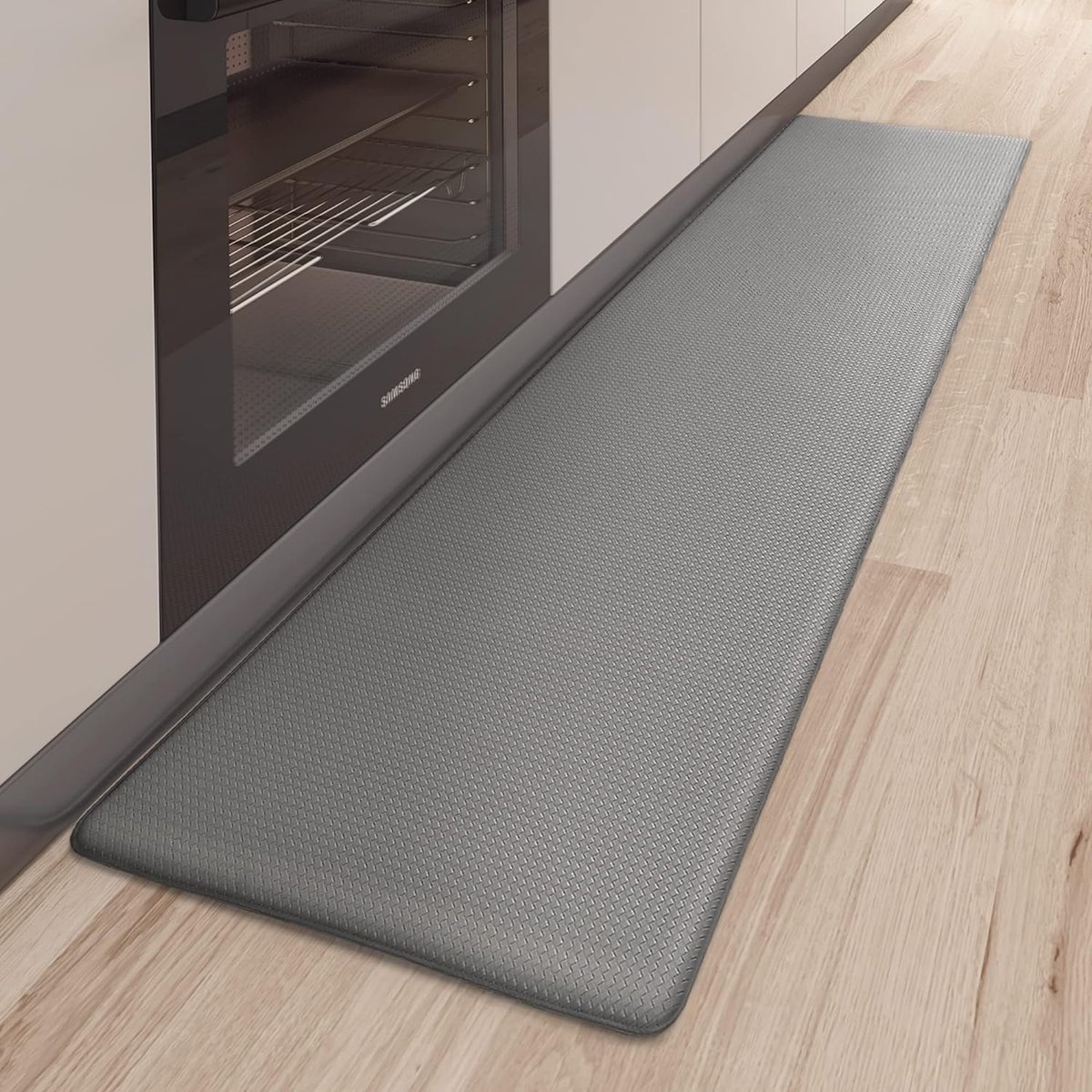 Keukenloper 44 x 200 cm - Wasbaar, antislip, oliebestendig en waterdicht - Grijs