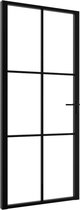 vidaXL - Binnendeur - 93x201,5 - cm - ESG-glas - en - aluminium - zwart