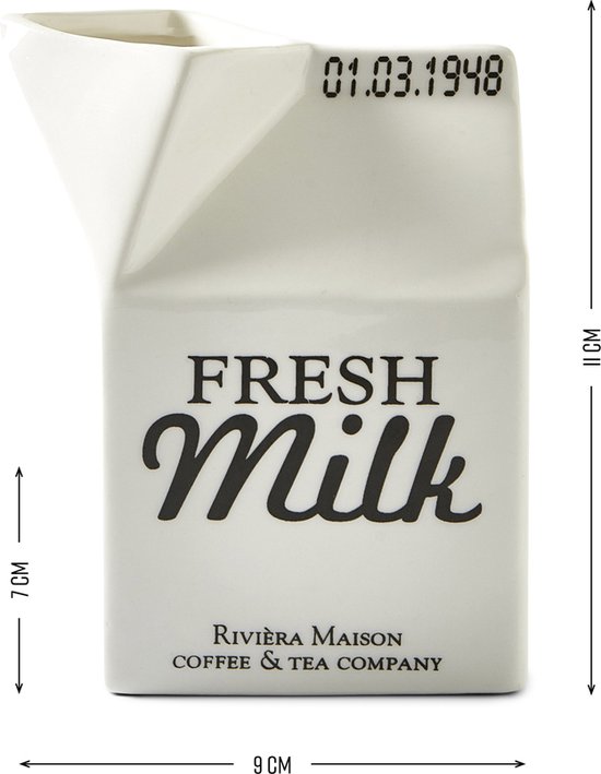 Rivièra Maison Carton Jar Milk - Melkkannetje - Wit - Riviera Maison