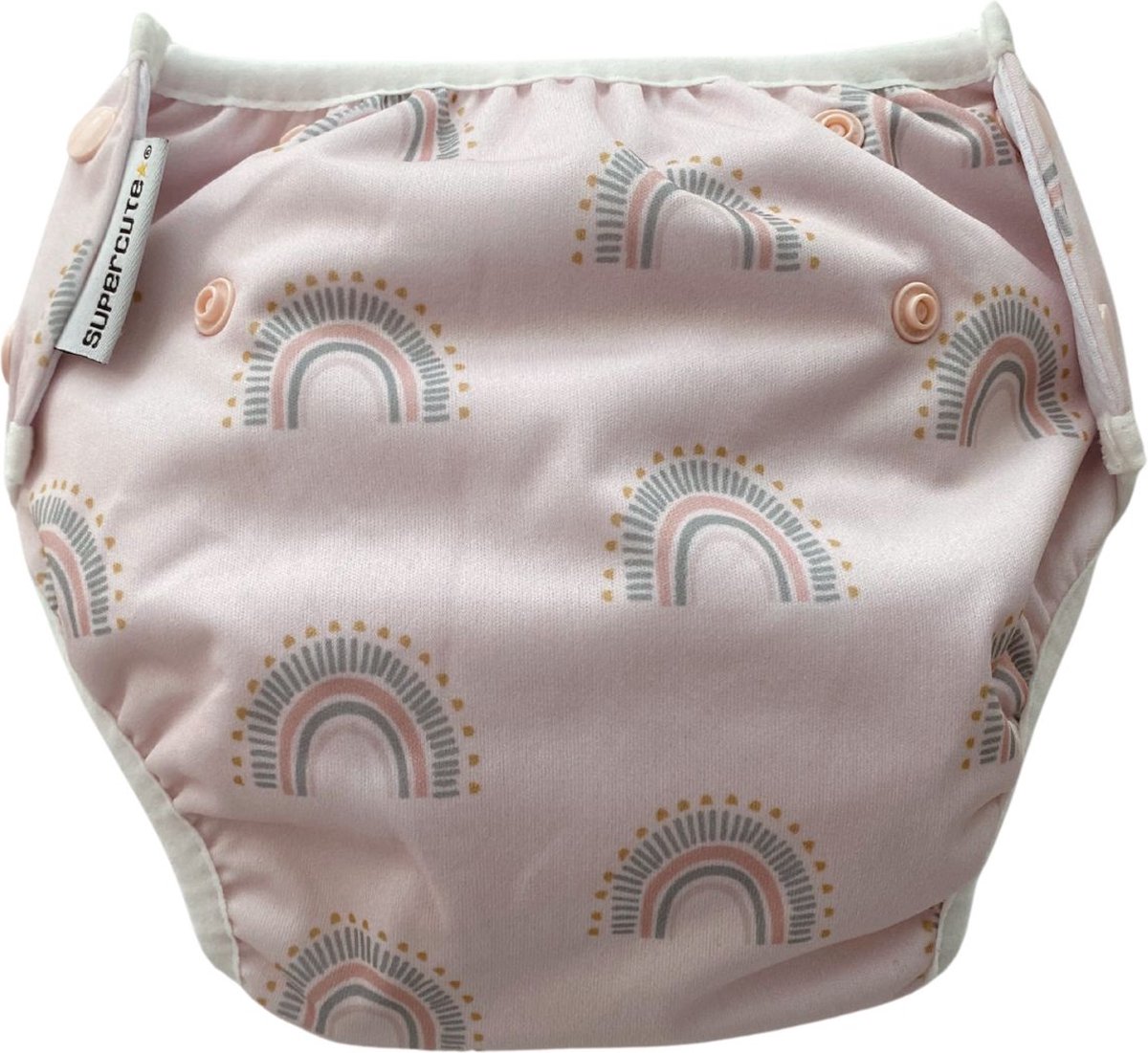 Supercute - Wasbare - Zwemluier - Verstelbaar - Regenboogjes - Roze -Zwemmen - Baby zwemmen - 0 - 3 jaar - Meisje - Jongen - Milieu vriendelijk - Babyspa - Kraamkado