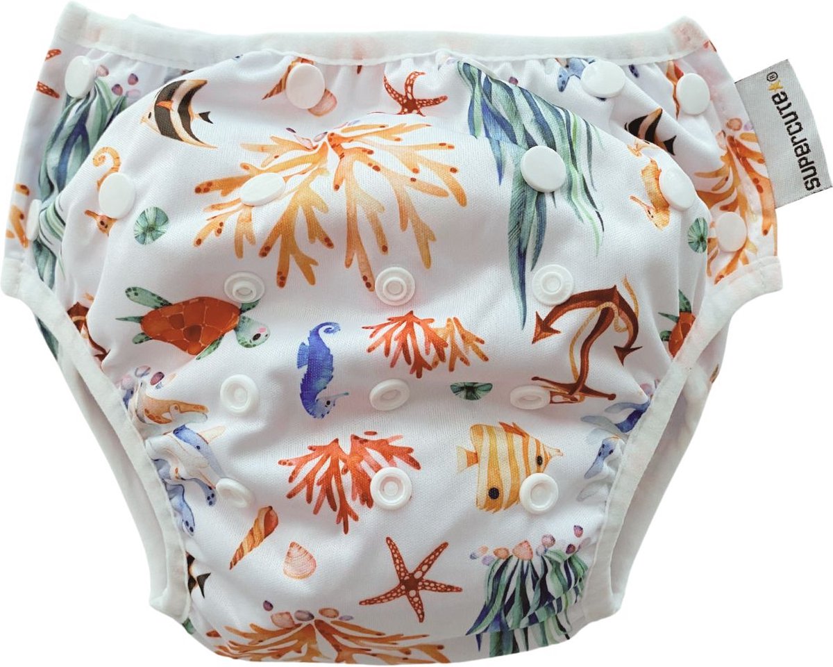 Supercute - Wasbare - Zwemluier - Verstelbaar - Zeedieren - Oceaan - Zwemmen - Baby zwemmen - 0 - 3 jaar - Meisje - Jongen - Milieu vriendelijk - Babyspa - Kraamkado