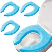 Toiletbrilhoes, 4 stuks, wasbare wc-brilhoezen, V-vormig, stretch, wc-brilovertrek, kussen voor alle seizoenen, sneldrogend, universeel, blauw
