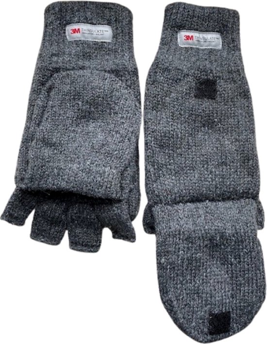 Vingerloze handschoenen / want - Heren handschoenen - Handschoenen zonder vingers - Thinsulate - Wol - Grijs