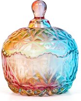 Kleurrijk decoratief glas met deksel, glinsterende snoepglazen, voor feestjes en bruiloftsbuffetten, geschikt voor levensmiddelen en veelzijdige decoratie, snoepglas met deksel voor