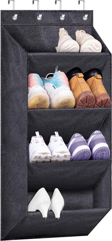 Organisateur De Chaussures Suspendu 16 Poches - Pour Porte De Placard, Gain De Place - Gris