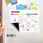 Premium Magnetisch Whiteboard Koelkast, 40,6cm x 30,5cm , maandplanner, weekplanner, incl 6 kleuren stiften, + zuignap en schoonmaak doekje, familie planner, gezinsplanner,