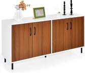 Dressoir 148 x 40 x 75,5 cm, commode met 4 deuren, dressoir kast hout, ideaal voor keuken, woonkamer en slaapkamer