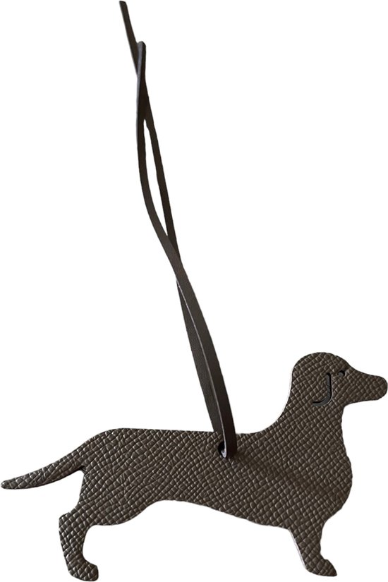 Teckel - Sleutelhanger - Leder - Bruin - Chocoladebruin - Teckelsleutelhanger - Tashanger - Leer - Hond - Uitgesneden - Silhouet - 11,3x6,5cm
