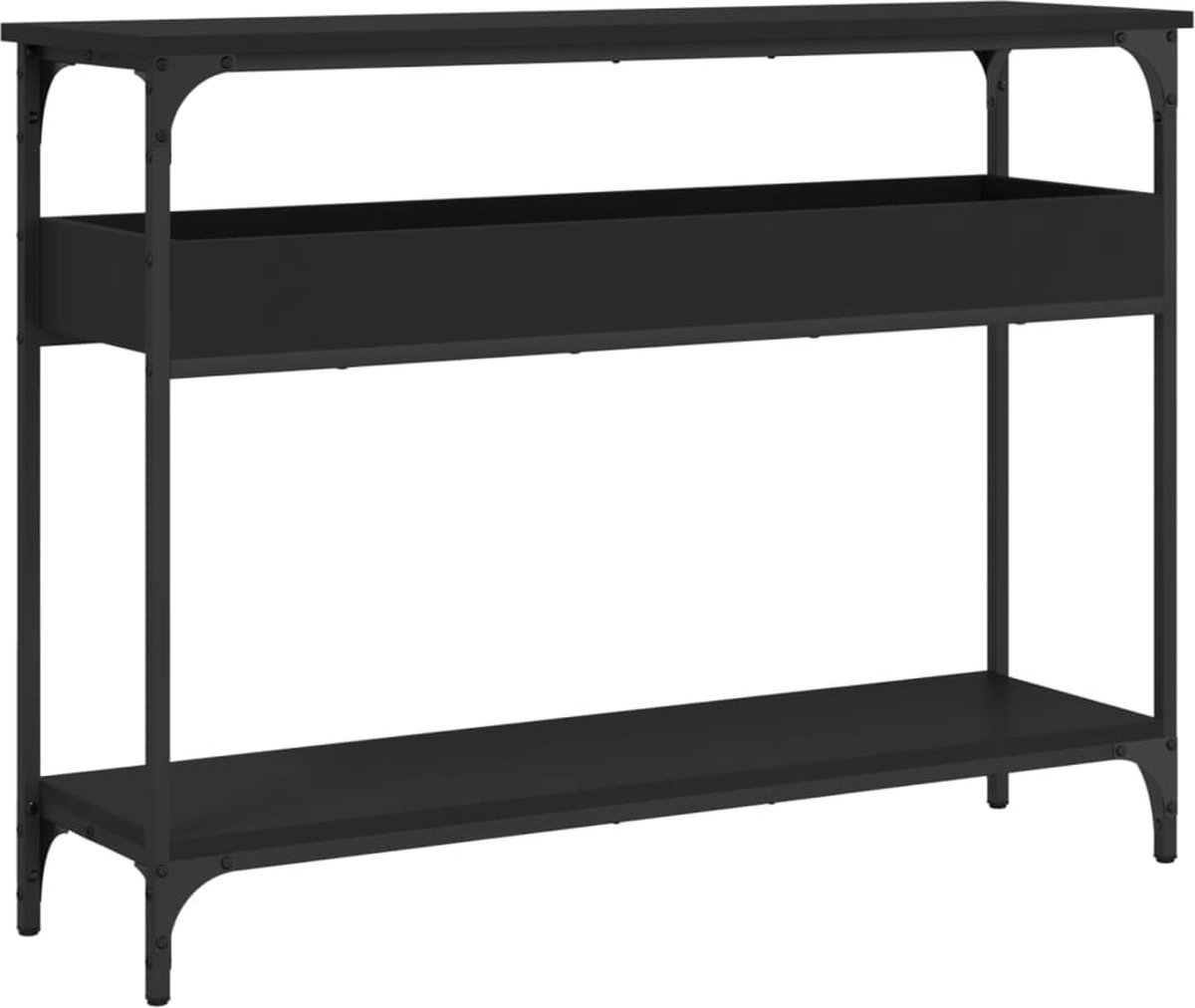 vidaXL Wandtafel - met - schap - 100x29x75 - cm - bewerkt - hout - zwart