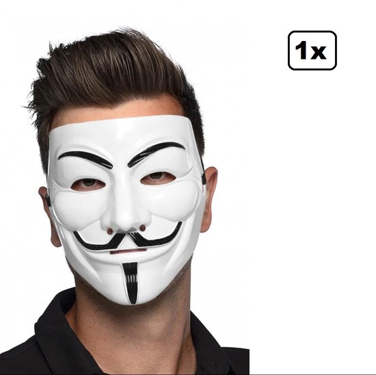 Masker Protest zwart/wit - Carnaval Vendetta optocht thema feest festival fun anonymous masker