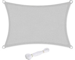Hoppa! zonnescherm van polyetheen met hoge dichtheid (HDPE), zonwering, UV-bescherming, luchtdoorlatend, voor tuin, balkon, terras; ademend, waterdoorlatend, 4 x 3 m, lichtgrijs