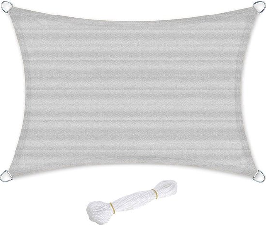 Dripex Zonnescherm, Bescherming Tegen De Zon, Set Inclusief Bevestigingskoorden Rechthoekig Waterafstotend Polyester Geimpregneerd 95 Uv Bescherming Voorruit Weerbestendig 3 X 3 M Voor Balkon Tuin Terras Grijs