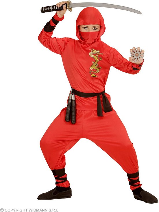 Ninja & Samurai Kostuum | Red Dragon Ninja Strijder | Jongen | | Carnaval kostuum | Verkleedkleding
