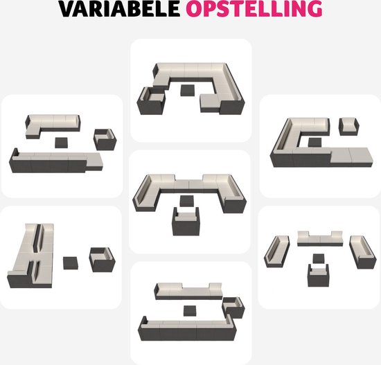 tectake - Ensemble de salon en osier - ensemble de sièges Las Vegas noir - 403839