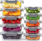 Aliments en Verres – [Lot de 10] Boîtes repas pour des repas sains avec couvercles hermétiques – Récipients de stockage hermétiques, boîtes à déjeuner sans BPA, étanches (10 couvercles et 10 récipients)