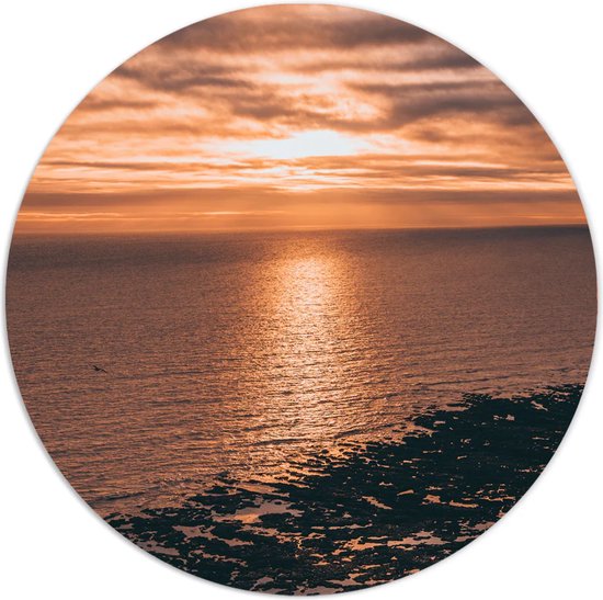 Label2X - Cercle mural plage flow - Ø 20 cm - Forex - Multicolore - Cercle mural - Tableau rond - Décoration murale cercle - Décoration murale ronde - Décoration pour salon ou chambre