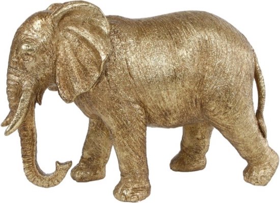 LaFlorista - Figurines - Statue décorative - Sculpture "éléphant" L - Or - Polystone 27x11x19 cm