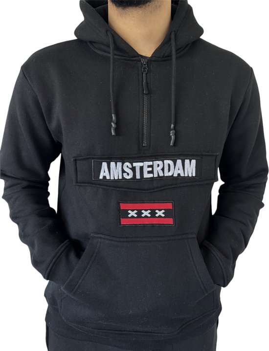 Amsterdam Hoodie premium kwaliteit - Zwart