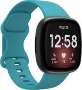 Bandje geschikt voor Fitbit Versa/Sense - Geschikt voor Fitbit Sense 1/2/ Fitbit Versa 3/4 - Maat S - Horlogebandje - Siliconen - Lichtblauw
