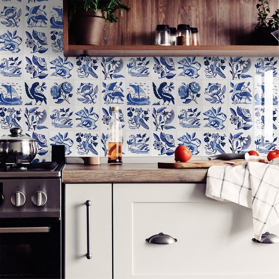 Ulticool Décoration Autocollant carrelages - Voilier Rose Vogel - 15x15 cm - 15 pièces Autocollants Stickers muraux en Feuille Adhésive Autocollants Carrelage - Carrelage Autocollant - Sticktiles - Salle de Bain - Cuisine