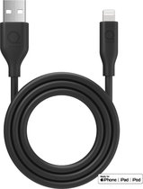 Qware - USB A to Lightning - Kabel - Cable - Fast charge - Snel laden - 1 meter - Siliconen - Knoop vrij -Extra flexibel - Zwart