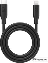 Qware - USB C to Lightning - Kabel - Cable - Fast charge - Snel laden - 1 meter - Siliconen - Knoop vrij - Extra flexibel - Zwart