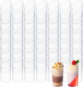 MATANA 100 Mini Gobelets à Dessert en Plastique, Gobelets à Dessert Transparents, Petits Bols à Dessert pour Anniversaires, Mariages et Fêtes, 70 ml - Robustes et Réutilisables