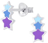 Joy|S - Zilveren 3 sterren oorbellen ster blauw