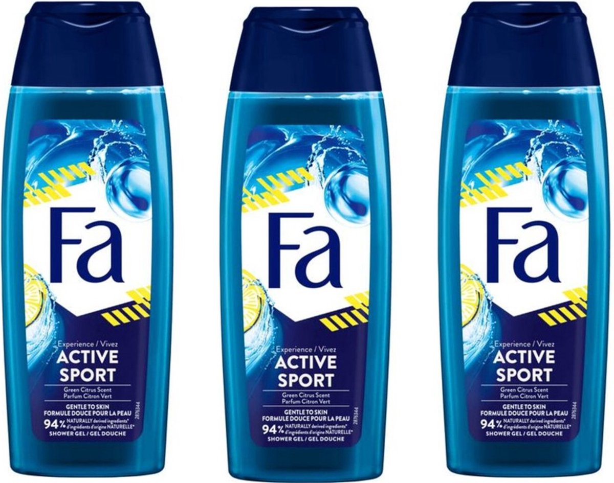 Goedkoopste Fa Douchegel Unisex - Sport 250 ml - Voordeelverpakking 3 stuks